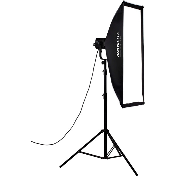 Softbox Asimetric Stripbank Nanlite 45 x 110 cm, Montura Bowens, Interior Argintiu, Difuzie Frontala, Profil Ingust