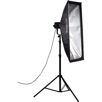 Avatar-Shop|Softbox Asimetric Stripbank Nanlite 45 x 110 cm, Montura Bowens, Interior Argintiu, Difuzie Frontala, Profil Ingust|Nanlite