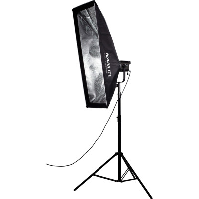 Avatar-Shop|Softbox Asimetric Stripbank Nanlite 45 x 110 cm, Montura Bowens, Interior Argintiu, Difuzie Frontala, Profil Ingust|Nanlite