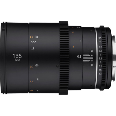 design compact weather sealed obiectiv video samyang 135mm t2.2 mk2 canon rf