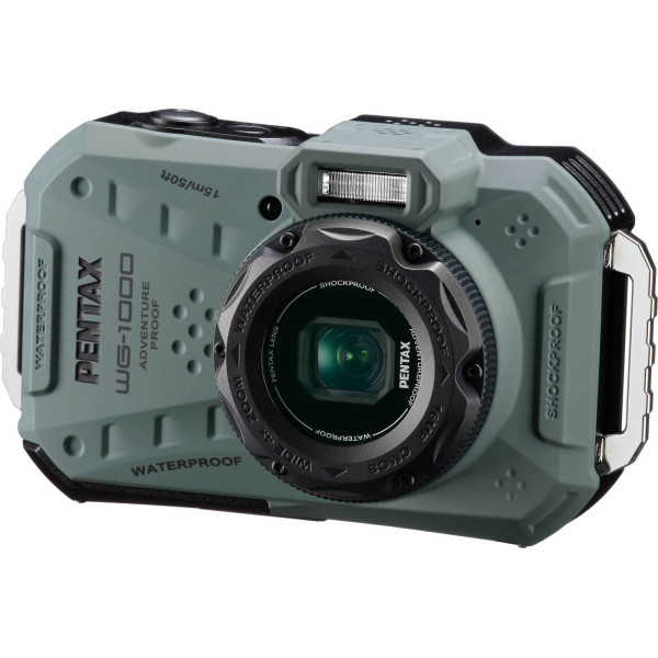 Pentax WG-1000 Olive Aparat Foto Compact Rezistent la Apa, Senzor 16.35 MP, Zoom Optic 4x, Subacvatic 15 m, Antisoc 2 m
