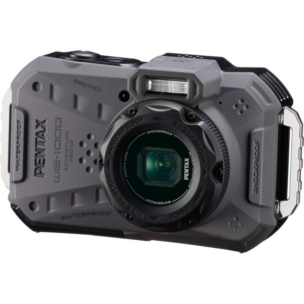 Pentax WG-1000 Gray Aparat Foto Compact Rezistent la Apa, Senzor 16.35 MP, Zoom Optic 4x, Subacvatic 15 m, Antisoc 2 m