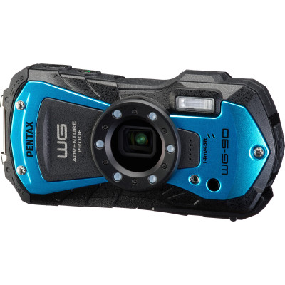 camera foto antisoc 1.6 m senzor 16.0 mp zoom optic 5x pentax wg-90 blue