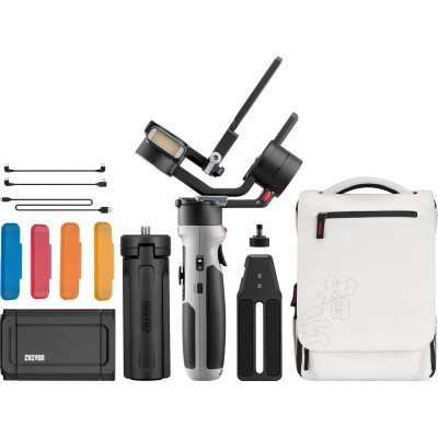 Zhiyun Crane M2S Combo Gimbal Stabilizator 3 Axe pentru Mirrorless, Smartphone si Camere Actiune, Lumina LED, Rucsac inclus