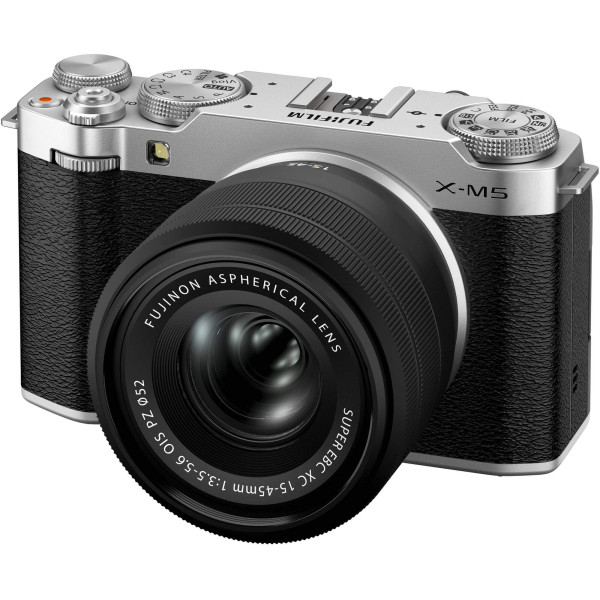 Fujifilm X-M5 Kit Obiectiv XC 15-45mm f/3.5-5.6 OIS PZ Aparat Foto Mirrorless 26.1 MP, Video 6.2K, Autofocus AI, Argintiu