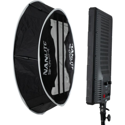 Nanlite Softbox dedicat Compac 100 si 100B, Design Rapid-Fold, Forma Rotunda, Unghi 220 Grade, Instalare Rapida, Negru/Alb