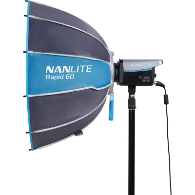 Nanlite Rapid 60 Parabolic Softbox SB-RP60, Montura FM, Sistem Quick-Open 5 Secunde, Include Grid si 2 Difuzii, 60 cm
