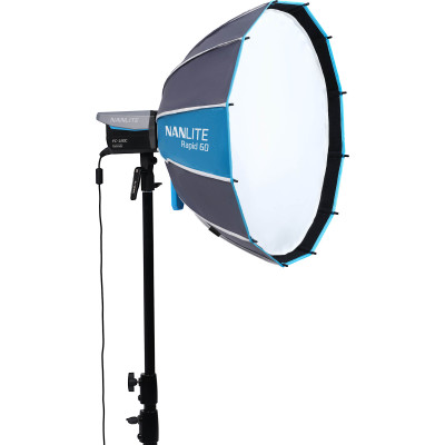 Nanlite Rapid 60 Parabolic Softbox SB-RP60, Montura FM, Sistem Quick-Open 5 Secunde, Include Grid si 2 Difuzii, 60 cm