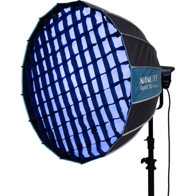 Nanlite Rapid 90 Parabolic Softbox SB-RP90, Montura Bowens, Sistem Rapid-Latch 5 Secunde, Include Grid si 2 Difuzii, 90 cm