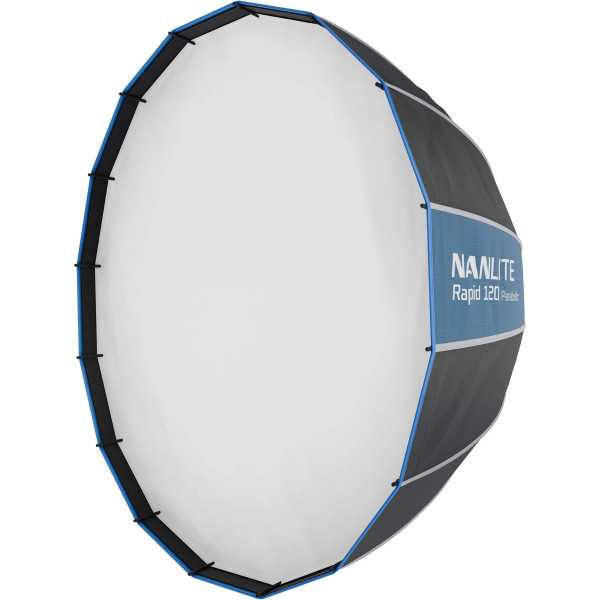 Nanlite Rapid 120 Parabolic Softbox SB-RP120, Montura Bowens, Sistem Rapid-Latch 5 Secunde, Include Grid si 2 Difuzii, 120 cm