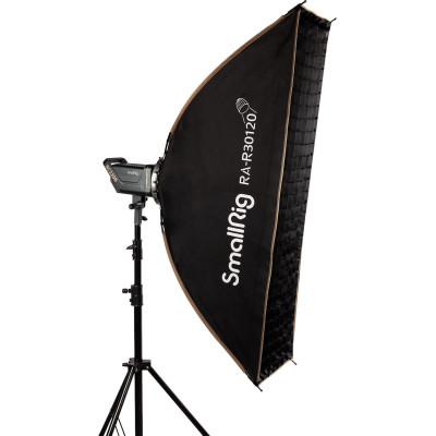 setup studio smallrig rc 120b cu softbox strip ra-r30120 grid instalat iluminare contur