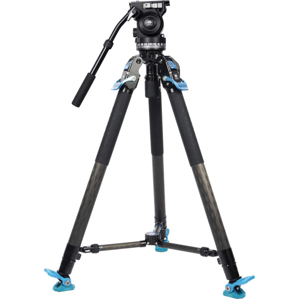 Sirui SVT-75 Pro Trepied Video Carbon, Cap Fluid VHS10, Sistem Rapid One-Step, Sarcina 10kg, Bol 75mm, Include Mid-Spreader
