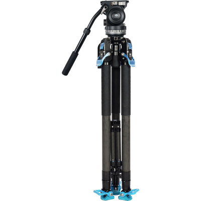 Sirui SVT-75 Pro Trepied Video Carbon, Cap Fluid VHS10, Sistem Rapid One-Step, Sarcina 10kg, Bol 75mm, Include Mid-Spreader