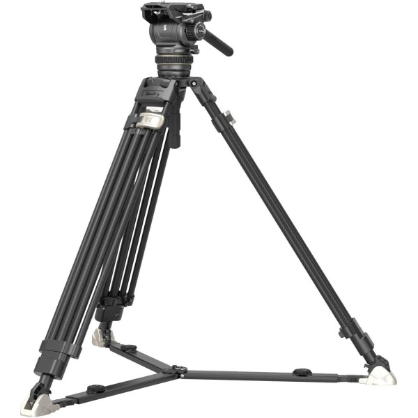 SmallRig 4463 AD-120 Trepied Video Carbon Heavy-Duty, Cap Fluid DH12, Contrabalans 6 Trepte, Touch-and-Go, Sarcina 8 kg, 197 cm