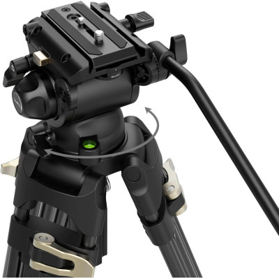 SmallRig 4686 Trepied Video Aluminiu Heavy-Duty AD-01S, Cap Fluid, Sarcina 6 kg, Inaltime 187 cm, Compatibil DJI RS si Manfrotto