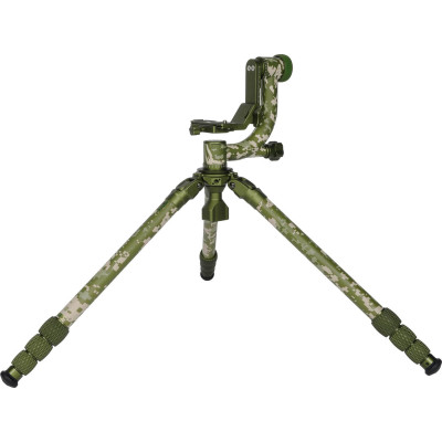 kit trepied sirui carbon camuflaj ch20 gimbal wildlife picioare dual spikes geanta transport