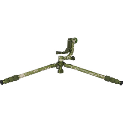 Sirui CT-3204 + CH20 Kit Trepied Carbon si Cap Gimbal Camuflaj, Sarcina 20 kg, Baza Nivelare, Ideal pentru wildlife