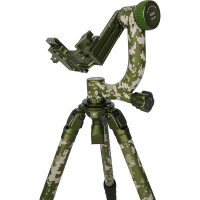 Sirui CT-3204 + CH20 Kit Trepied Carbon si Cap Gimbal Camuflaj, Sarcina 20 kg, Baza Nivelare, Ideal pentru wildlife