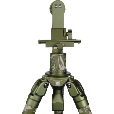 Sirui CT-3204 + CH20 Kit Trepied Carbon si Cap Gimbal Camuflaj, Sarcina 20 kg, Baza Nivelare, Ideal pentru wildlife