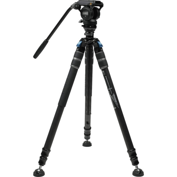 Sirui SVS60 + S3 Kit Trepied Video Carbon, Reglaj One-Step Rapid, Sarcina 6 kg, Inaltime 174 cm, Baza Nivelare +/-15°, Monopied