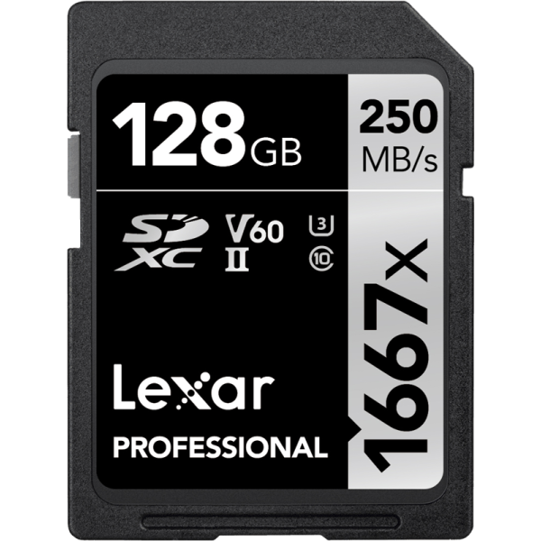 Lexar SDXC Pro 1667X UHS-II U3 R250/W120 (V60) 128G, Card memorie