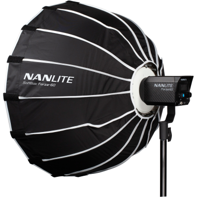 Avatar-Shop|Nanlite Softbox Parabolic 60 cm FM Mount pentru Forza 60 si 150, 16 Laturi, Grila Textila Inclusa, Negru|Nanlite