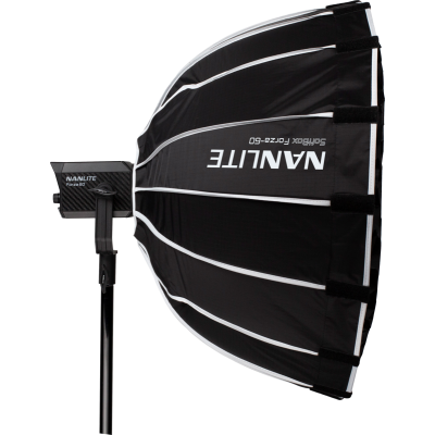 Avatar-Shop|Nanlite Softbox Parabolic 60 cm FM Mount pentru Forza 60 si 150, 16 Laturi, Grila Textila Inclusa, Negru|Nanlite