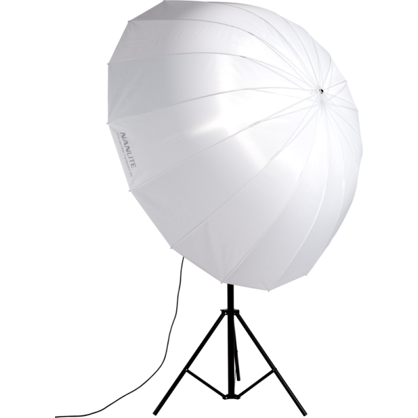 Nanlite Translucent Shallow 165 cm Umbrela Foto, Material Difuzie, 16 Tije Fibra de Sticla, Ax 8 mm, Lumina Moale, Alb