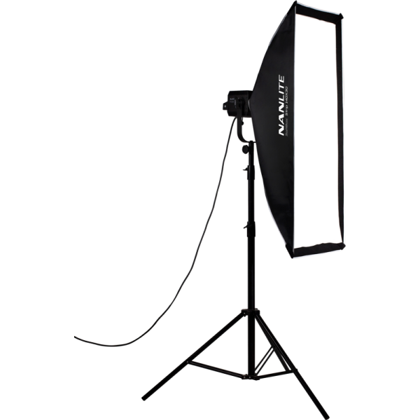 Softbox Asimetric Stripbank Nanlite 45 x 110 cm, Montura Bowens, Interior Argintiu, Difuzie Frontala, Profil Ingust