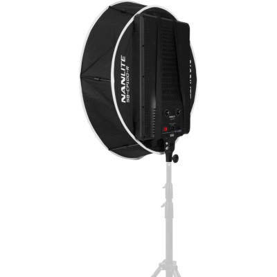 Avatar-Shop|Nanlite Softbox dedicat Compac 100 si 100B, Design Rapid-Fold, Forma Rotunda, Unghi 220 Grade, Instalare Rapida, Negru/Alb|Nanlite