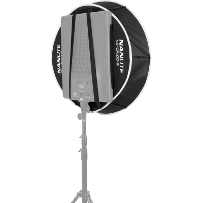 Avatar-Shop|Nanlite Softbox dedicat Compac 100 si 100B, Design Rapid-Fold, Forma Rotunda, Unghi 220 Grade, Instalare Rapida, Negru/Alb|Nanlite