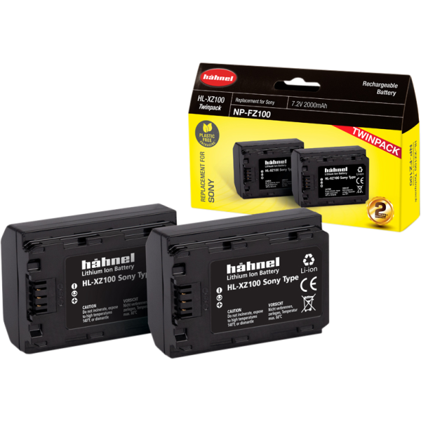 Hähnel Battery Sony HL-XZ100 / NP-FZ100 Twin Pack, Acumulator, baterie dedicata camera foto DSLR mirrorless
