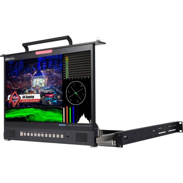 Datavideo TLM-170VM Monitor Broadcast Rack 1U Retractabil, 17.3 inch Full HD, 3G-SDI HDMI Loop, Cross Conversion, ScopeView