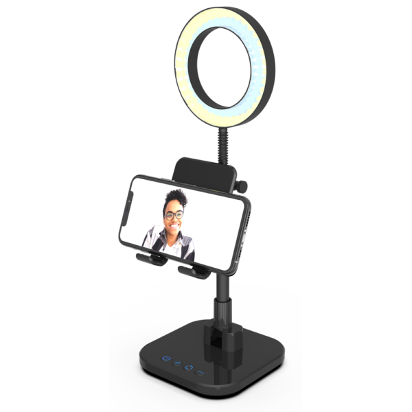 Digipower Success Suport Birou cu Lampa LED Ring Light 6" pentru Telefon si Tableta, 3 Moduri Culoare, 10 Trepte Luminozitate