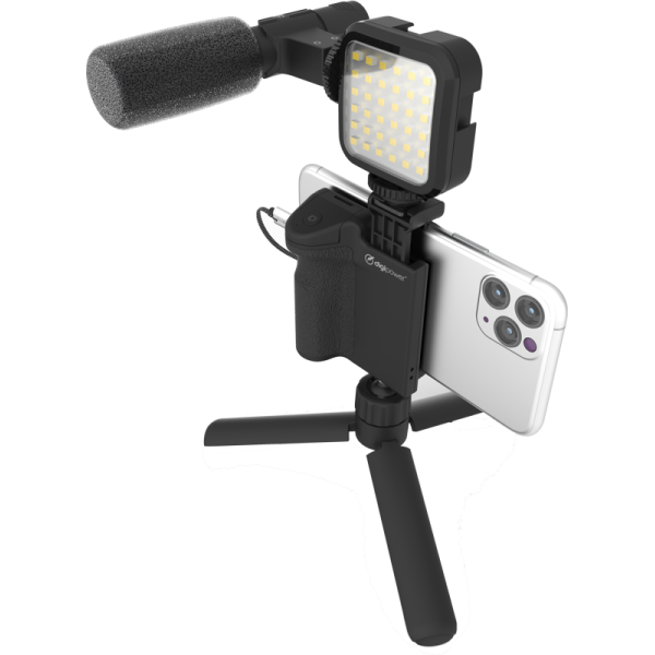 Digipower Follow Me Vlogging kit, Trepied smartphone, cu microfon, cu lampa LED, incorporat