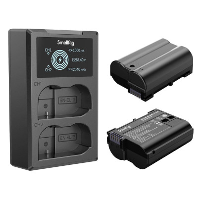 incarcator dublu smallrig en-el15 ecran lcd status incarcare intrare usb-c si usb-a incorporat