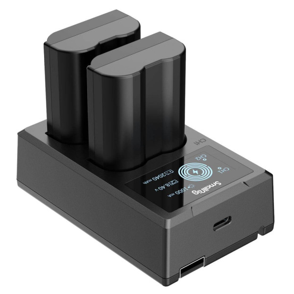 SmallRig 3820 Kit Incarcator Dublu LCD si 2 Acumulatori EN-EL15 2040mAh pentru Nikon Z5, Z6, Z7, D850, D750, D7500