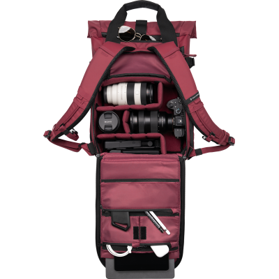 Avatar Shop|WANDRD PRVKE 15L Photo Bundle Rhone Burgundy, Rucsac Foto, Camera Cube Inclus, Acces Lateral Quick-Draw, Roll-Top Extensibil|WANDRD
