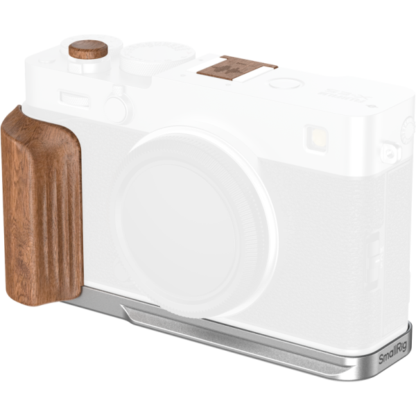 SmallRig 5984 L-Shaped Mount Plate with Wooden Handle for FUJIFILM X-E5 (Rosewood, Silver)