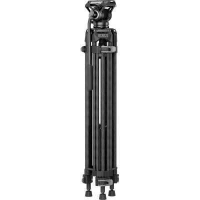 Sirui AVT-12 Trepied Video din Carbon cu Cap Fluid, Bol 75 mm, Inaltime 185 cm, Sarcina 10 kg, Placute Manfrotto si DJI RS