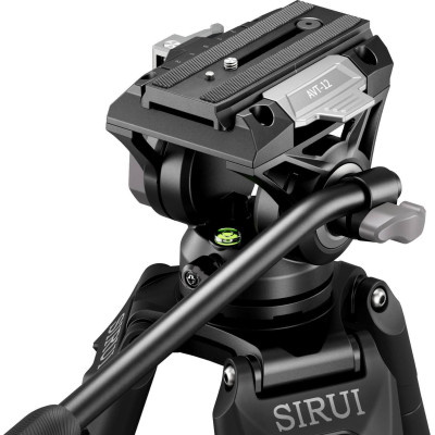 Sirui AVT-12 Trepied Video din Carbon cu Cap Fluid, Bol 75 mm, Inaltime 185 cm, Sarcina 10 kg, Placute Manfrotto si DJI RS