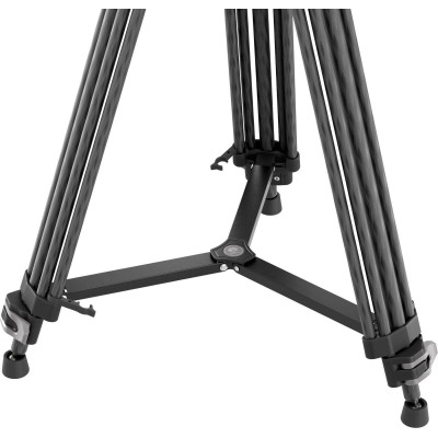 Sirui AVT-12 Trepied Video din Carbon cu Cap Fluid, Bol 75 mm, Inaltime 185 cm, Sarcina 10 kg, Placute Manfrotto si DJI RS