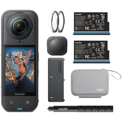 Insta360 X5 Essentials Bundle Camera Actiune 360°, Video 8K, Senzori 1/1.28", 2...