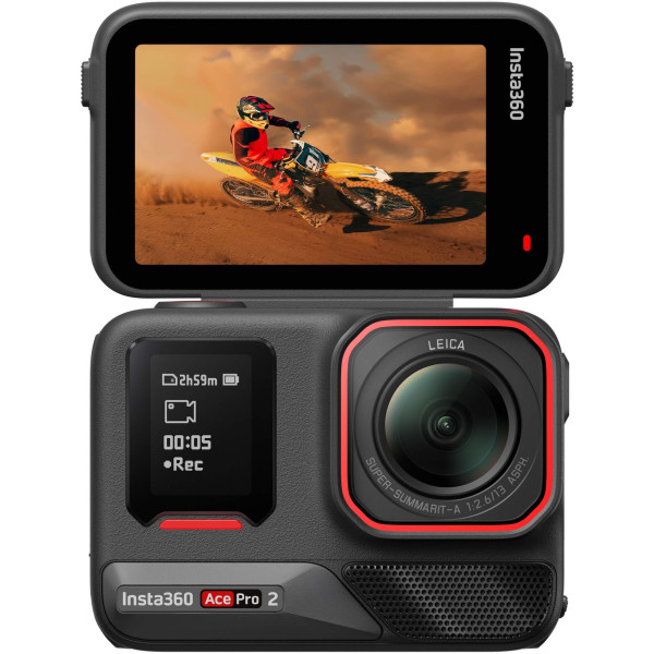 Insta360 Ace Pro 2 Dual Battery Camera Actiune 8K de 1/1.3", Video 4K/60fps HDR, Profil Leica, 2 Baterii 1800mAh, IP68