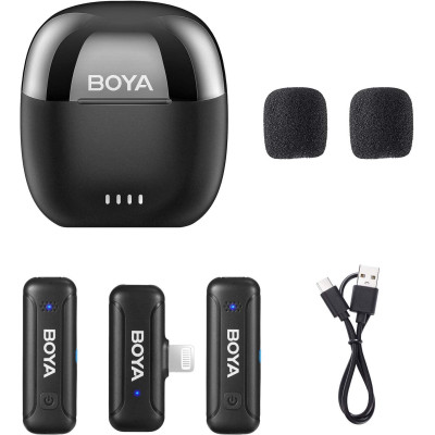Avatar-Shop|Boya BY-WM3T2-D2 Lavaliere Wireless pentru iOS, Dual-Channel 2.4GHz, Port Lightning, Anulare Zgomot AI, Autonomie 7h|Boya