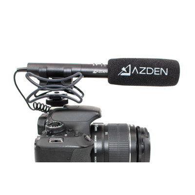 Azden SMX-10 Microfon Video Stereo pentru Camere DSLR, Condensator Unidirectional Dublu, Filtru Low-Cut, Mufa 3.5mm