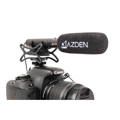 Azden SMX-10 Microfon Video Stereo pentru Camere DSLR, Condensator Unidirectional Dublu, Filtru Low-Cut, Mufa 3.5mm