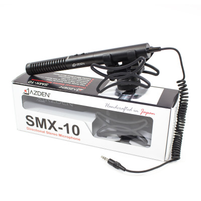 Azden SMX-10 Microfon Video Stereo pentru Camere DSLR, Condensator Unidirectional Dublu, Filtru Low-Cut, Mufa 3.5mm