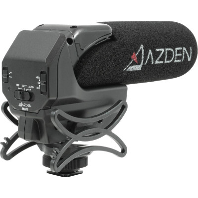 Azden SMX-15 Microfon Video Shotgun pentru Camere DSLR, Super-Cardioid, Castig +20dB, Filtru Low-Cut, Autonomie 24h, Mufa 3.5mm