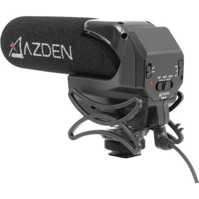 Azden SMX-15 Microfon Video Shotgun pentru Camere DSLR, Super-Cardioid, Castig +20dB, Filtru Low-Cut, Autonomie 24h, Mufa 3.5mm